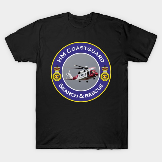 HM Coastguard Sikorsky S-92A Helicopter T-Shirt by AJ techDesigns